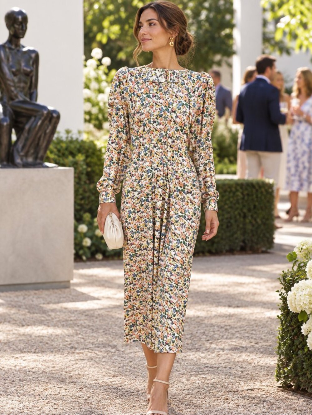 Tibi Sabine Floral Allonge Collar Dress Find The Gnomes Open Back 12 Multicolor